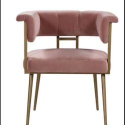 (2) Astrid Blush Velvet Dining Chairs with Antique Brass Frame