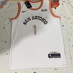 White San Antonio Spurs Jersey Player Number Wembanyama Number 1
