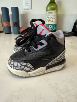 Air Jordan 3 Toddler Sneakers Black Cement size 2C  $30