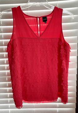 Saks Fifth Avenue “Black” Tank Top - Women’s Size Large - Red - Polyester