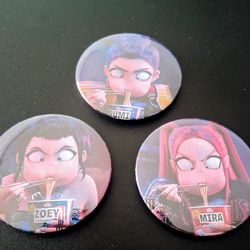 New K-Pop Demon Hunters Buttons, Rumy, Zoey and Mira