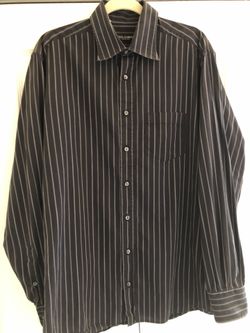 Dolce & Gabbana Mens Dress Shirt Size 17 1/2 Black Pin Striped Slim Fit Italy