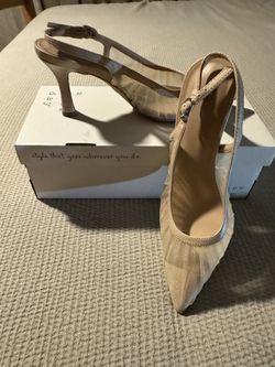 Beige Mesh Heel