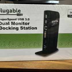 Plugable USB 3.0 Universal Laptop Docking Station Dual HDMI Monitor for Windows and Mac, USB 3.0 or USB-C, (Dual Video: HDMI and HDMI/DVI/VGA