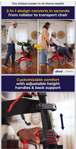 2-in-1 Walker & Transport Wheelchair – Drive Medical Nitro Duet Like New