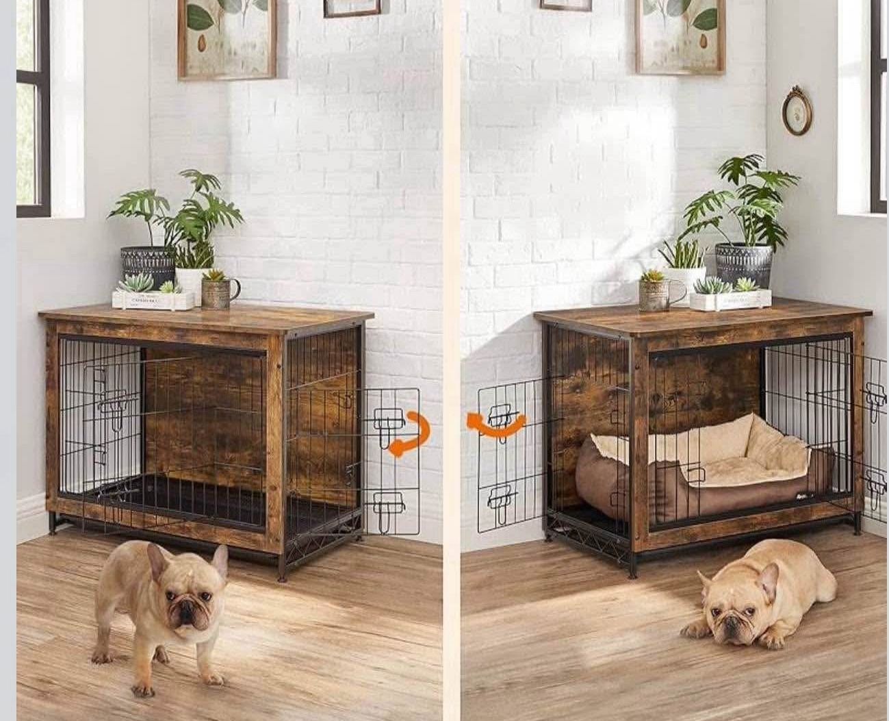 Dog Crate Furniture, 32.5" Side End Table, Modern Kennel for Dogs Indoor up to 45 lb, Heavy-Duty Dog Cage with Multi-Purpose Removable Tra