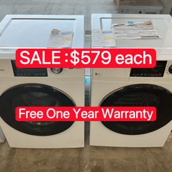 GE 2.4 cu. ft. Front Load Washer + GE 4.3-cu. ft. Vented Electric Dryer - Free One Year Warranty 