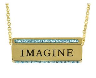  Women's Gold Plated 'Dream, Imagine, Believe' Crystal Pendant Necklace

