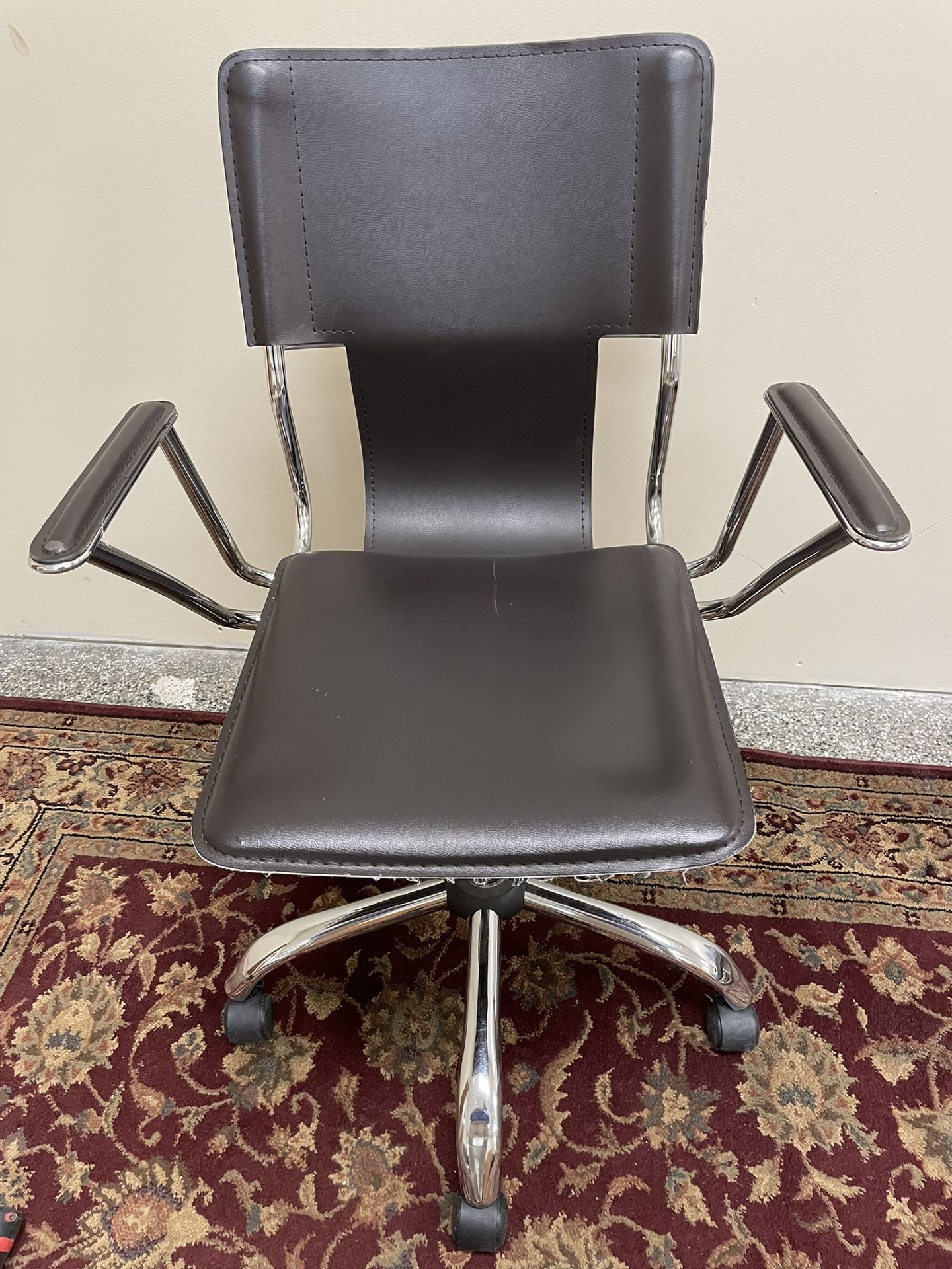 Modern Brown Office Chair w/ armrests Chrome Base