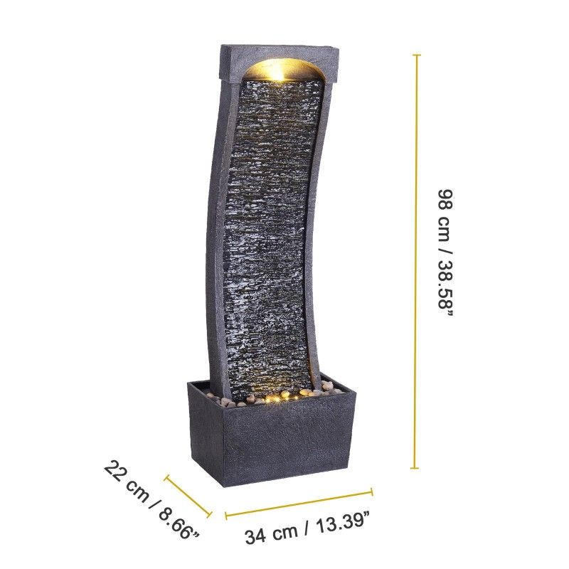 Teamson Home 38.58" Curved Waterfall Fountain with LED