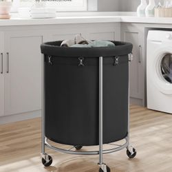 SONGMICS 50.2-Gallon (190 L) Laundry Basket with Wheels - Black