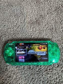 PSP 3000 Custom Transparent Green With games