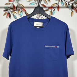 GUCCI EMBROIDERED POCKET COTTON T-SHIRT 