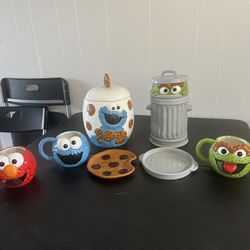 Sesame street cookie jar mugs elmo cookie monster oscar the grouch