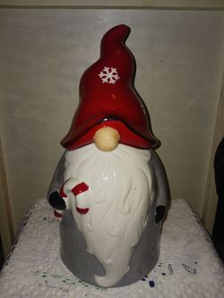 Christmas gnome cookie jar