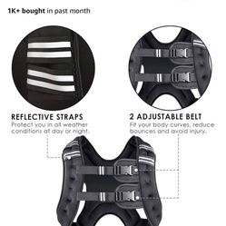 Weighted Vest for Women and Men 12 Lbs with Reflective Stripe and Double Adjustable Buckle Straps Weight Vests for Strength Tra