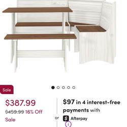 Breakfast Nook Kitchen Corner Dining Table Bench Chair Set with Storage, Space-Saving 3-4 Seat L-Shape for Farmhouse Family Home 