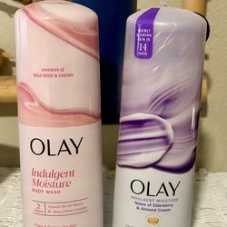 Olay Indulgent Moisture Body Wash, Wild Rose & Cherry OR Elderberry & Almond Cream. 20 FL OZ each.  NEW