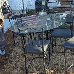 Hutch, Glass Table  And 6 Chairs