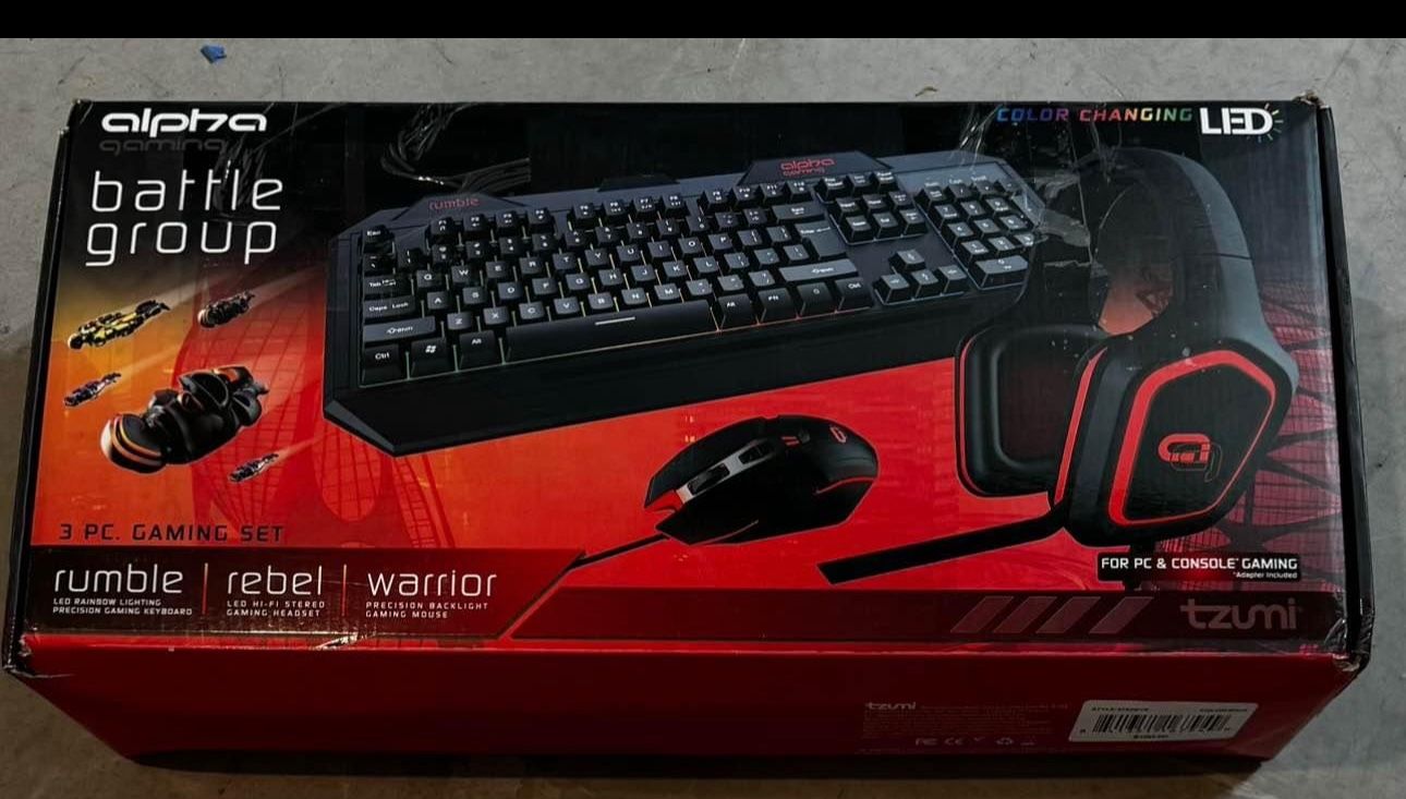 Tzumi Alpha Battle Group 3-Piece Full Size Gaming Set LED Color Changing New best Gift