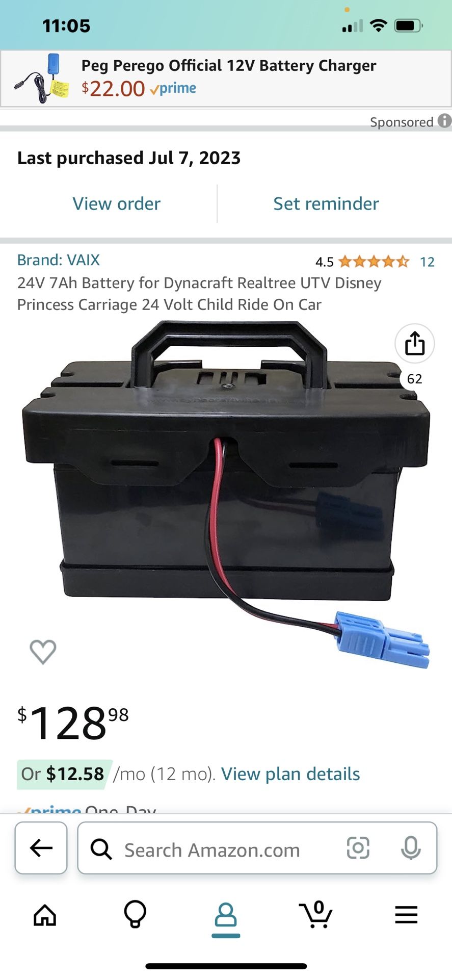 24V 7Ah Battery for Dynacraft Realtree UTV 24 Volt Child Ride On Car