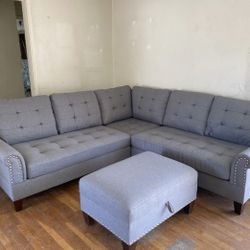 Grey Sectional Couch 87x57
