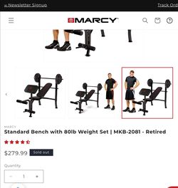 Marcy Standard Weight Bench with 80lb Weight Set
