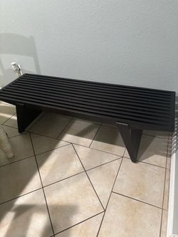 Black Wood Slat Bench
