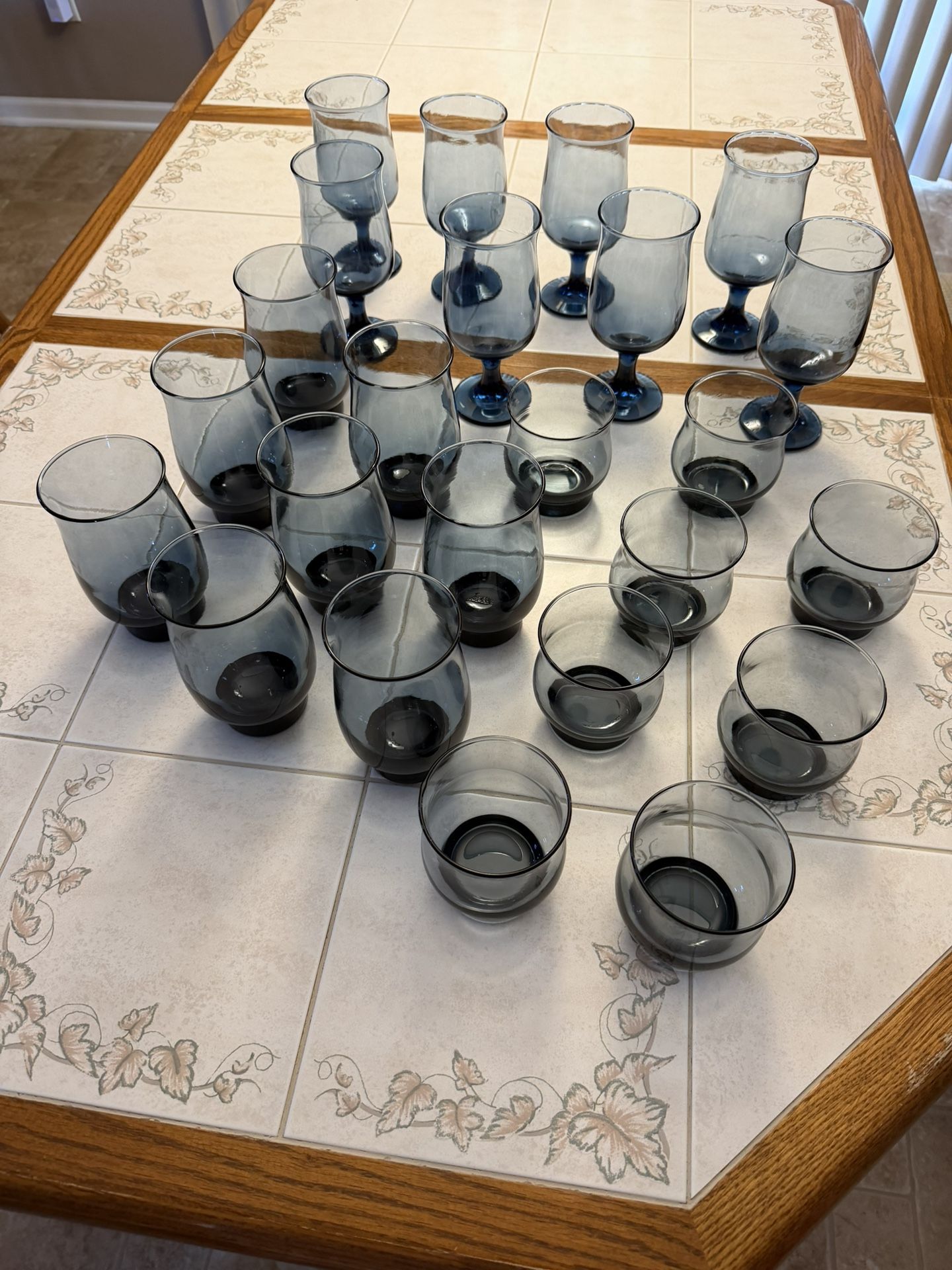 Set of Libbey Tulip Dusky Blue Glasses