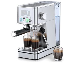 Compact espresso maker with PID temp control, Warm cup & detachable steam wand with Clean Mode, HD display, 57.5oz water tank