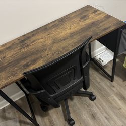 Wooden top computer desk and chair