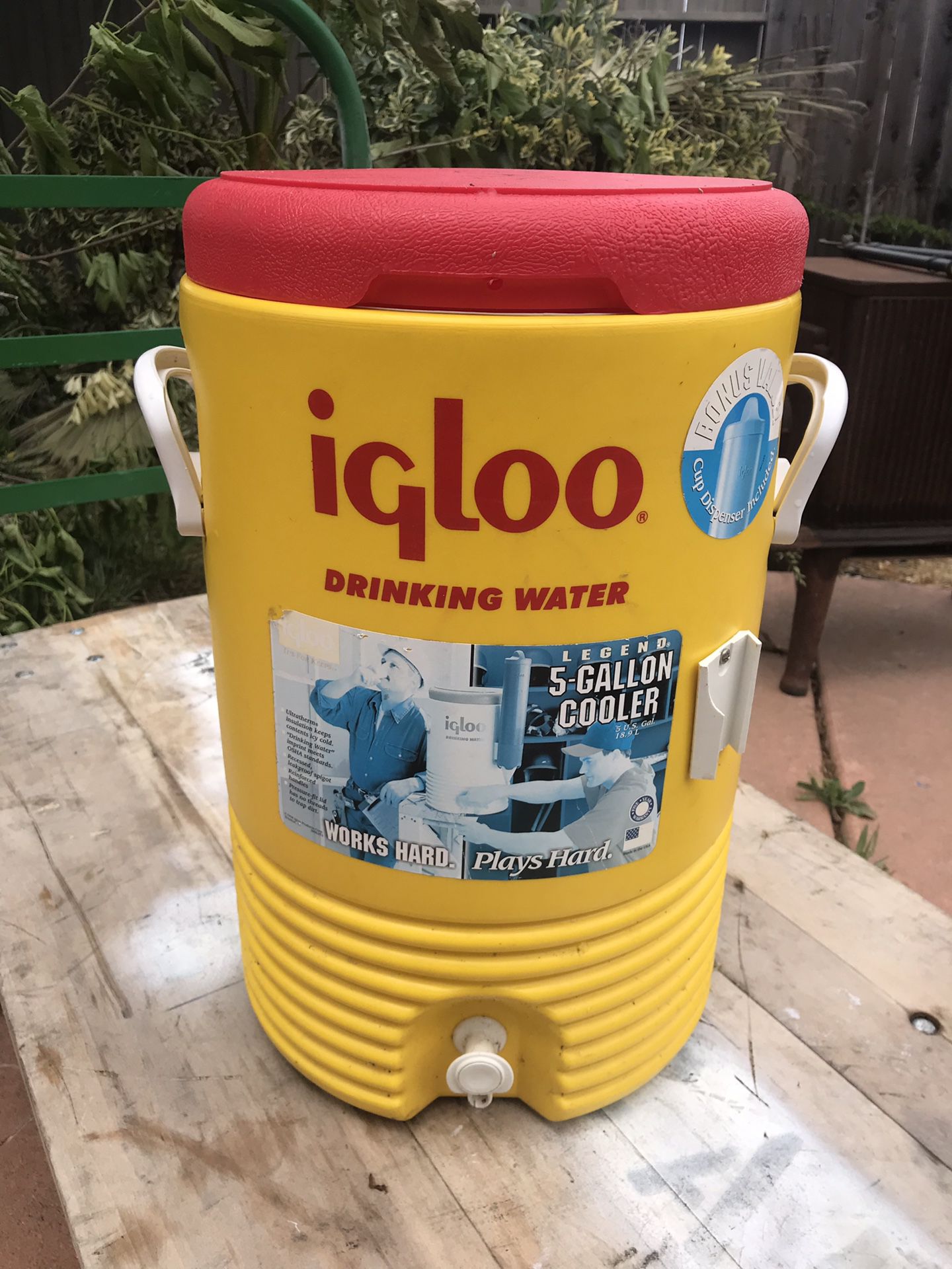 Igloo drinking water 5 gallon cooler yellow red
