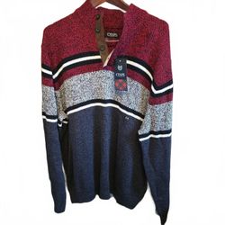 Men's pullover sweater by Chaps in size XXL. Features a striped knit pattern wit