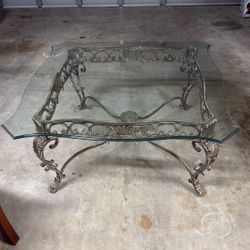 Glass Coffee Table With Metal Frame ~ Square 