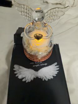 LED Glass Angel Wings Memorial Light – Decorative Keepsake with Box