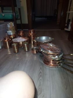 Entire Cooper Kitchen Set Includes Skillets And Much More Exellent Condition Only 80$