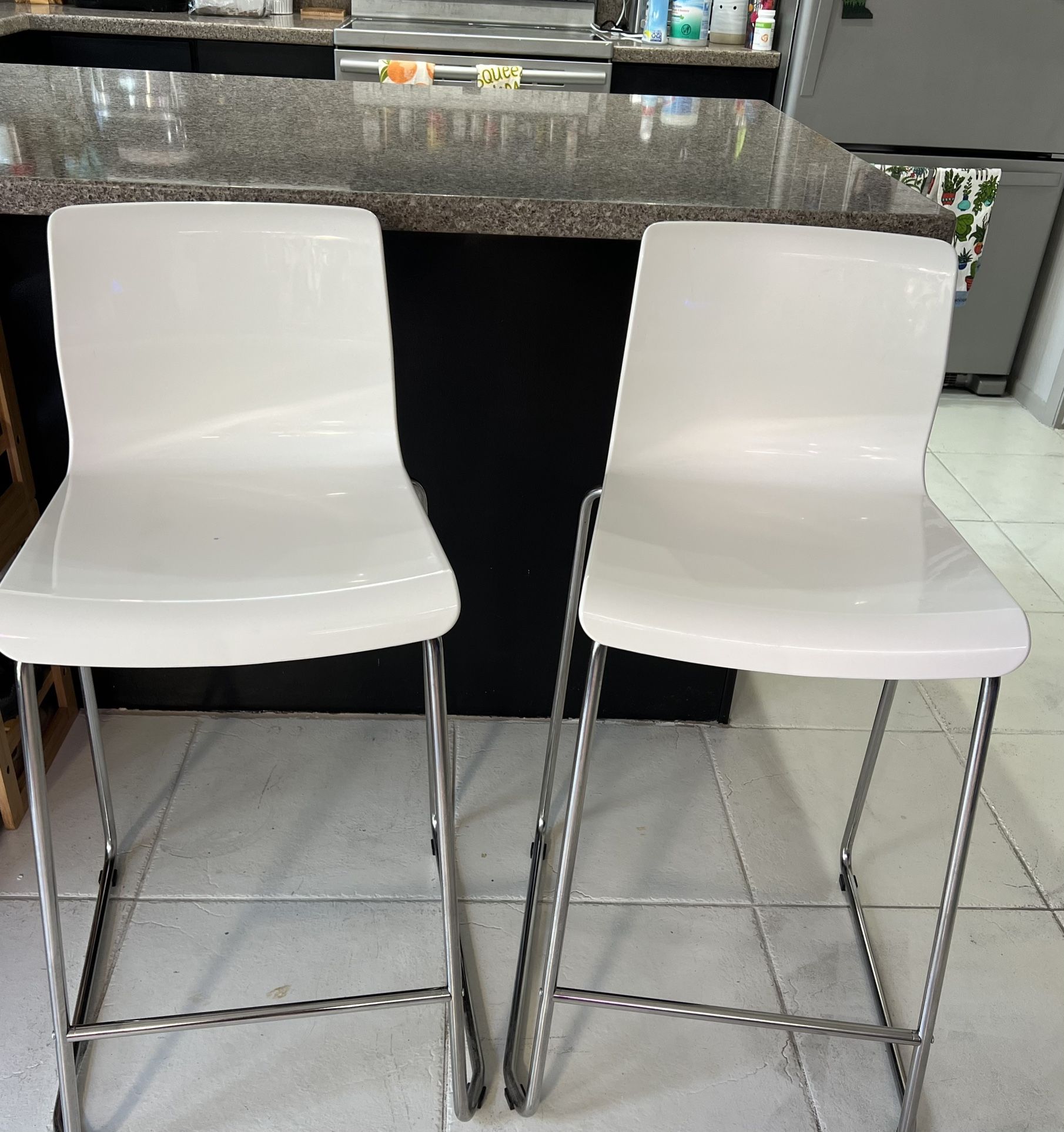 IKEA Glen Bar Stool (Set Of 3) White/chrome 26”