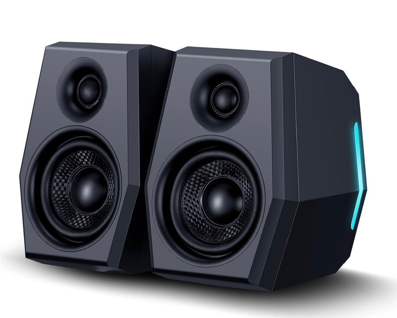 Sanyun SW209 36W Computer Gaming PC Speakers - Multiple EQ Sound Mode - Bluetooth 5.0 USB 3.5mm Aux Inputs -RGB Lights - 2.0 Multimedia Speakers - for