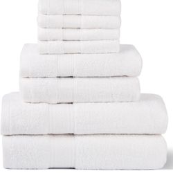 8 Pack White Towels Set