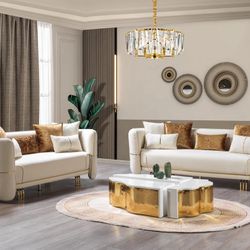 Helena Ivory Velvet Sofa & Loveseat ❤️