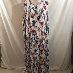 Roaman’s White Floral Sleeveless Dress - Womens 4X, NWT, Bust 25”, Length 57”