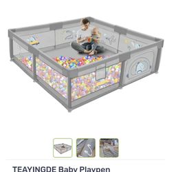 TEAYINGDE Baby Playpen Large Play Yard Fence for Toddlers,50"x50" Gra