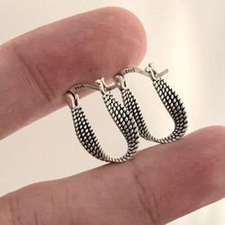 925 sterling silver women's lady's large hoops half hoop earrings gift