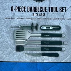 Professional Culinary school 6-Piece Barbecue Tool Set w Case 