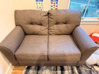 Gray Fabric Loveseat and Sofa