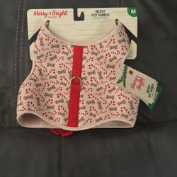New Merry & Bright Size Medium M Dog Pet Holiday Vest Harness Candy Canes Bones Christmas