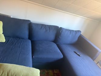 IKEA Blue Fabric Sectional Sofa with Chaise
