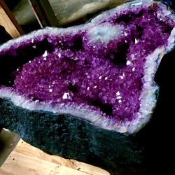 Giant Amethyst Table Center Piece W/ Custom Glass Top