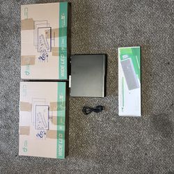 L Shaped Desk, Monitors, And Keyboard 