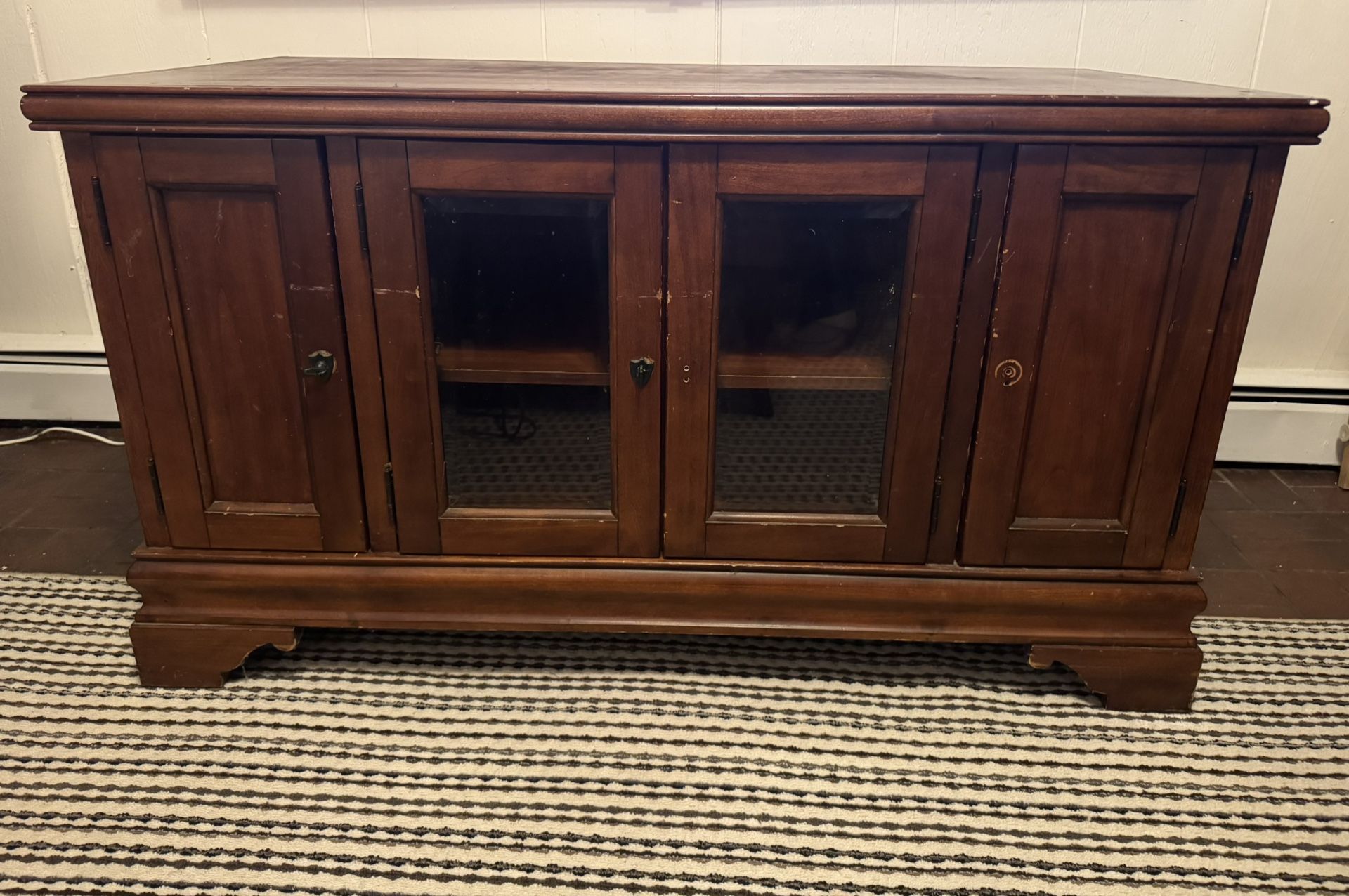 TV Media Cabinet Stand Console- Solid Wood- Cherry-